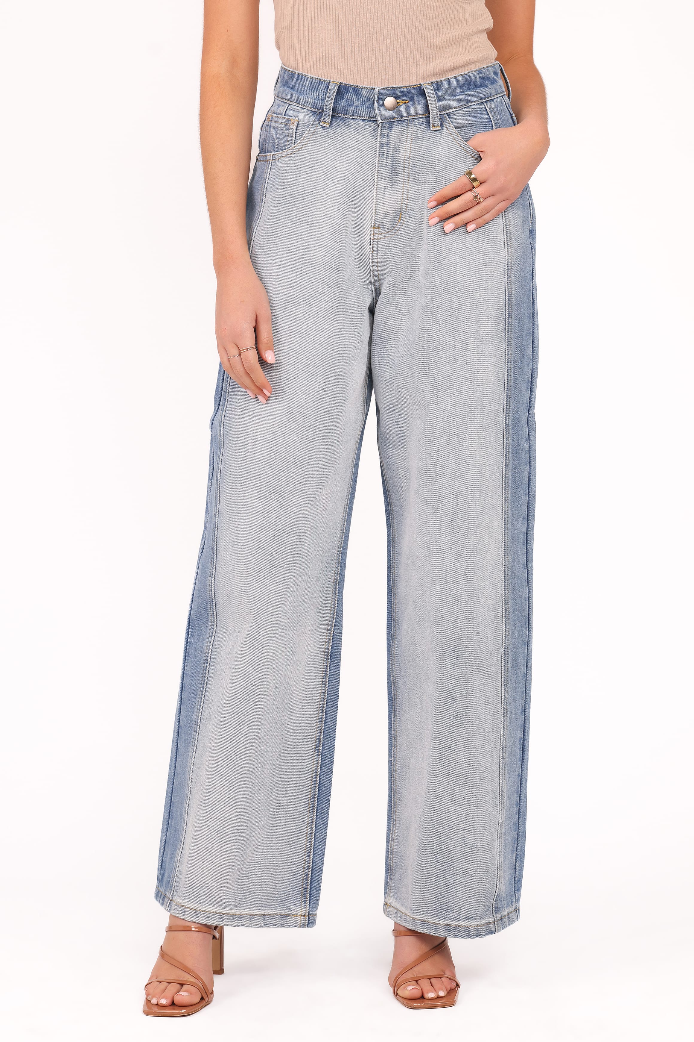 Yuri Wide Leg Jeans - Two Tone Blue