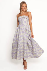 Rhea Strapless Midi Dress - Sage Floral